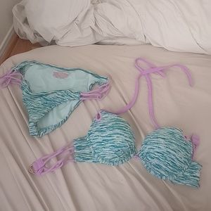 Victoria Secret Green and Fuschia Swim Set